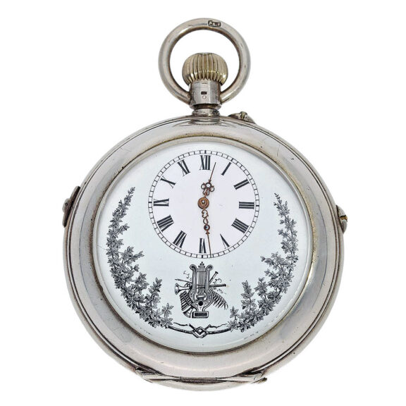 Swiss heavy silver pocket watch with music movement Circa 1890 Swiss heavy silver pocket watch with music movement Circa 1890