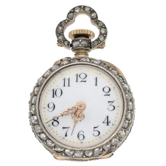 Swiss miniature pendant watch with diamond case Circa 1900