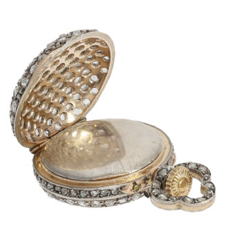 Swiss miniature pendant watch with diamond case Circa 1900