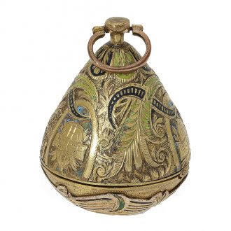 Austrian unusual form watch with relief enamel case Circa 1810