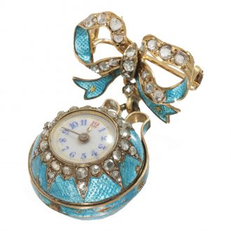 Swiss 18 carat gold enamel form watch “Boule de Geneve” Circa 1900