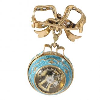 Swiss 18 carat gold enamel form watch “Boule de Geneve” Circa 1900