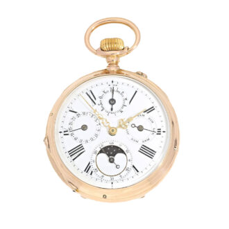 Swiss astronomical calendar pocket watch with moon Circa 1880