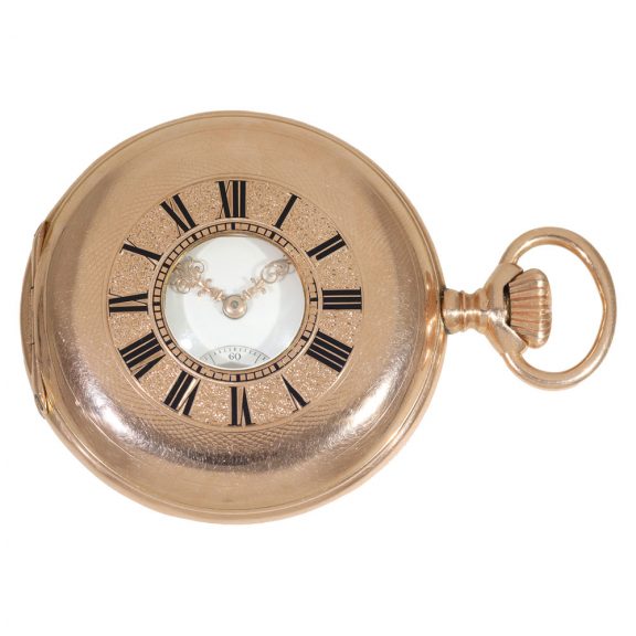 German 14 carat gold half hunter cased watch Circa 1869