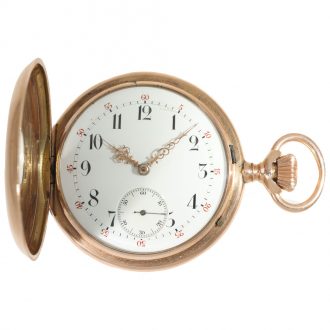 German 14 carat gold half hunter cased watch Circa 1869