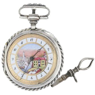 Austrian repeating watch with fine enamel painting Circa 1816