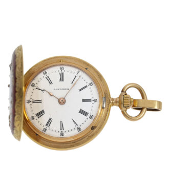 Swiss gold enamel “pomp savonnette” watch by Longines Circa 1895