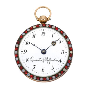 French/Swiss verge watch with relief case & stone setting Circa 1800