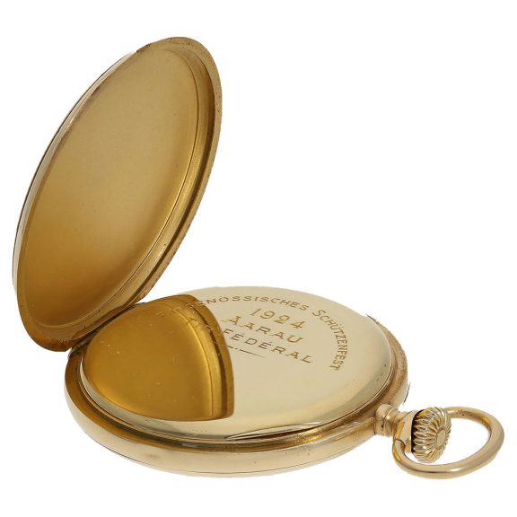Swiss unusual 18 carat gold marksman watch Circa 1924 Swiss unusual 18 carat gold marksman watch Circa 1924