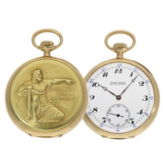 Swiss unusual 18 carat gold marksman watch Circa 1924