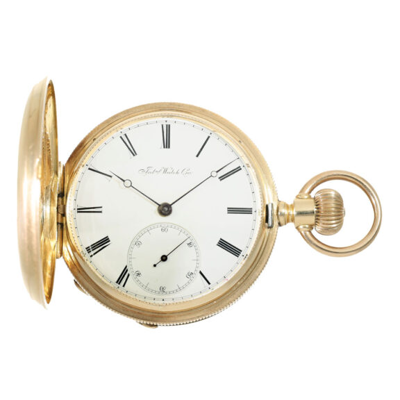 Swiss 14 carat gold caliber Jones watch in hunter case Circa 1873