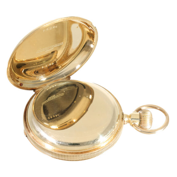 Swiss 14 carat gold caliber Jones watch in hunter case Circa 1873 Swiss 14 carat gold caliber Jones watch in hunter case Circa 1873