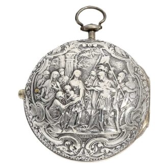 English silver pair cased verge repoussé pocket watch Circa 1760