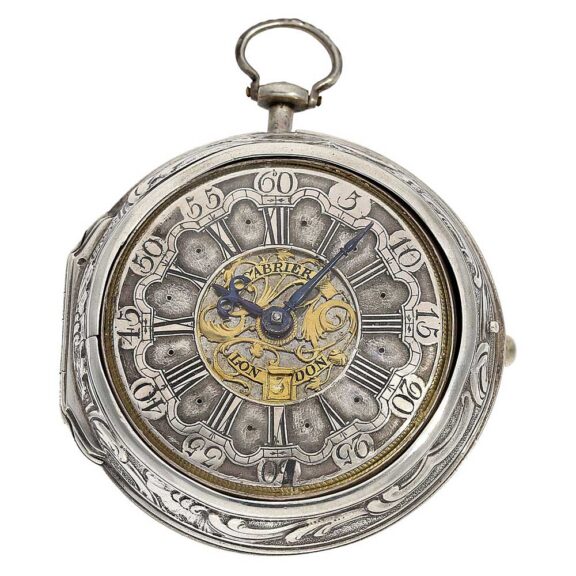 English silver pair cased verge repoussé pocket watch Circa 1760