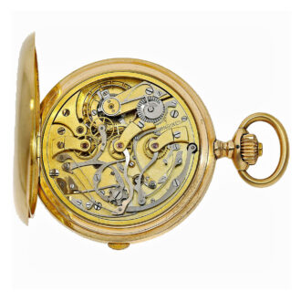 Swiss gold full hunter chronograph pocket watch Circa 1900