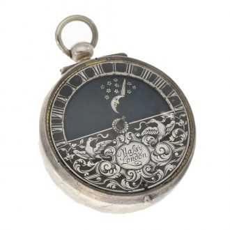 English silver handless 'Oignon' watch with day and night indication Circa 1690 English silver handless 'Oignon' watch with day and night indication Circa 1690