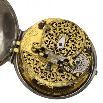 English silver handless 'Oignon' watch with day and night indication Circa 1690 English silver handless 'Oignon' watch with day and night indication Circa 1690