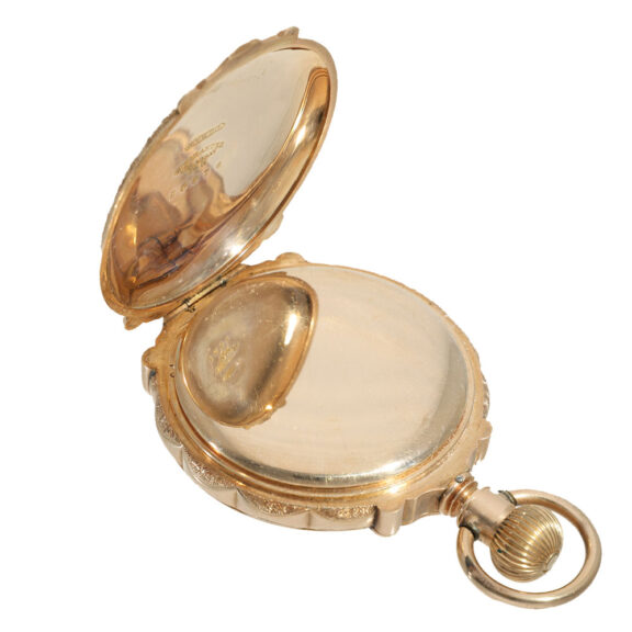 American 14 carat multi coloured gold pocket watch Circa 1889 American 14 carat multi coloured gold pocket watch Circa 1889