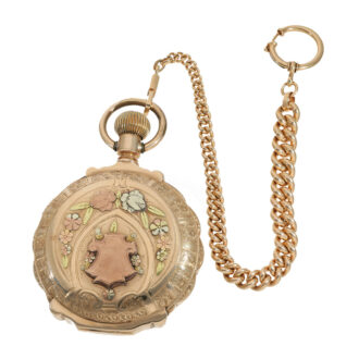American 14 carat multi coloured gold pocket watch Circa 1889