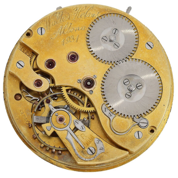 Movement with a precision lever escapement with fine adjustment, gold chatons and a raw movement IWC plate Movement with a precision lever escapement with fine adjustment, gold chatons and a raw movement IWC plate