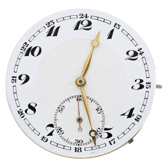 White enamel dial with Breguet pointers White enamel dial with Breguet pointers