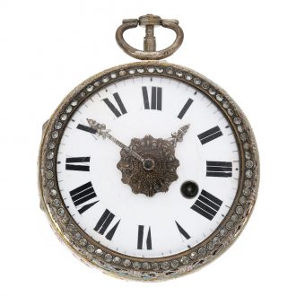 English silver verge watch with enamelled case Circa 1850