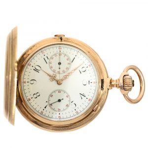Swiss 14 carat gold lever watch with chronograph Circa 1890