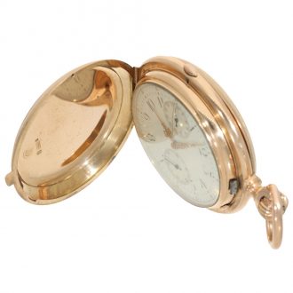 Swiss 14 carat gold watch with anker chronometer and chronograph Circa 1890 Swiss 14 carat gold watch with anker chronometer and chronograph Circa 1890