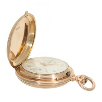 Swiss 14 carat gold watch with anker chronometer and chronograph Circa 1890 Swiss 14 carat gold watch with anker chronometer and chronograph Circa 1890