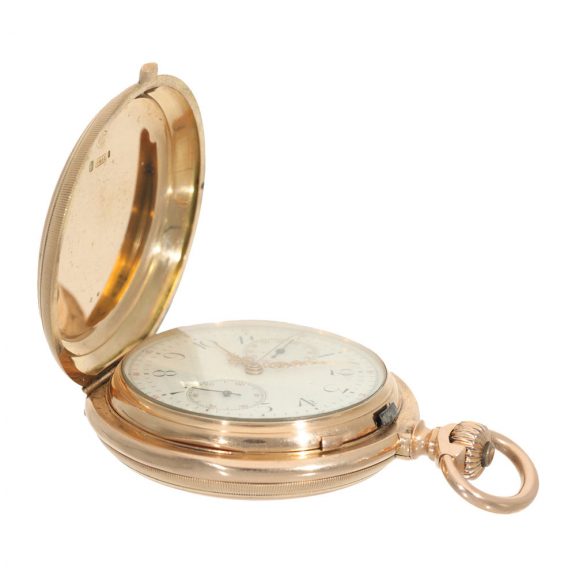 Swiss 14 carat gold watch with anker chronometer and chronograph Circa 1890 Swiss 14 carat gold watch with anker chronometer and chronograph Circa 1890