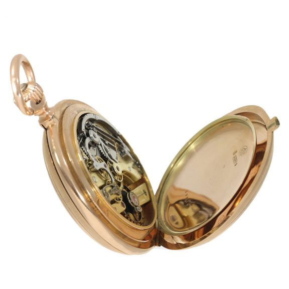 Swiss 14 carat gold watch with anker chronometer and chronograph Circa 1890 Swiss 14 carat gold watch with anker chronometer and chronograph Circa 1890