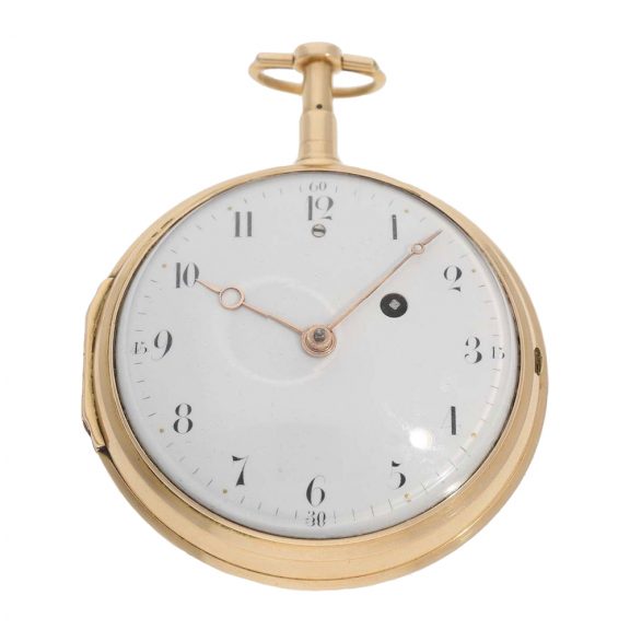 French pink gold verge watch with striking mechanism on bell Circa 1820