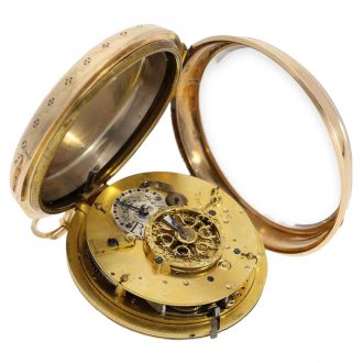 French pink gold verge watch with striking mechanism on bell Circa 1820