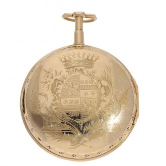 French pink gold verge watch with striking mechanism on bell Circa 1820