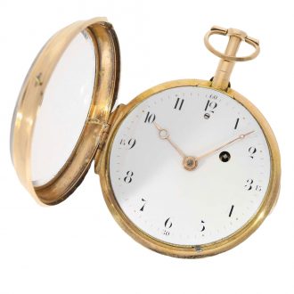 French pink gold verge watch with striking mechanism on bell Circa 1820
