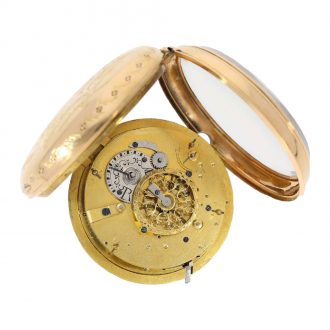 French pink gold verge watch with striking mechanism on bell Circa 1820