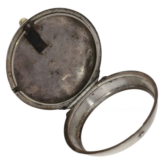English silver pair cased verge watch with date and chain Circa 1763 English silver pair cased verge watch with date and chain Circa 1763