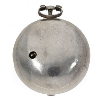 English silver pair cased verge watch with date and chain Circa 1763