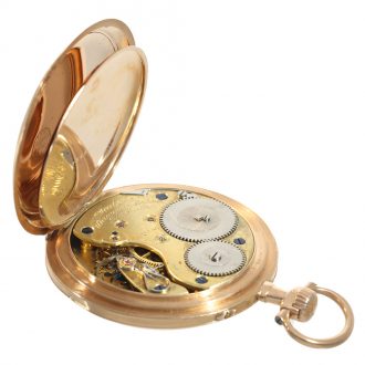 German 14 carat gold pocket watch with chain and box Circa 1915