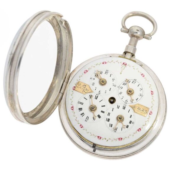 French big verge pocket watch with four time zones Circa 1780 French big verge pocket watch with four time zones Circa 1780