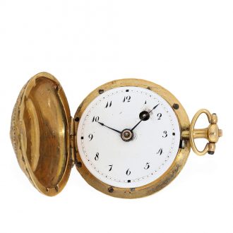 18 Carat gold enamel form watch with Oriental pearl setting Circa 1800