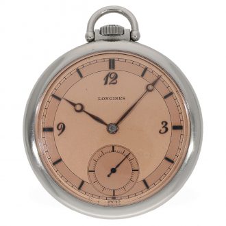 Swiss steel open faced Art Deco lever pocket watch Circa 1938