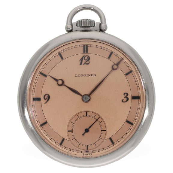 Swiss steel open faced Art Deco lever pocket watch Circa 1938