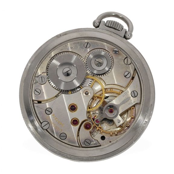 Swiss steel open faced Art Deco lever pocket watch Circa 1938 Swiss steel open faced Art Deco lever pocket watch Circa 1938