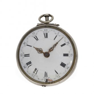 German large silver verge pocket watch with unique relief case Circa 1740