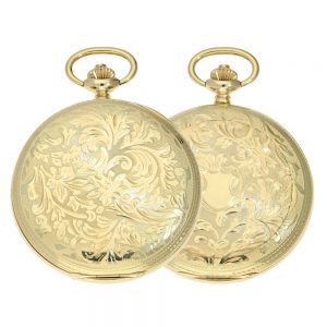 A beautiful Swiss gold pocket watch with floral relief Circa 1980