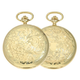 A beautiful Swiss gold pocket watch with floral relief Circa 1980