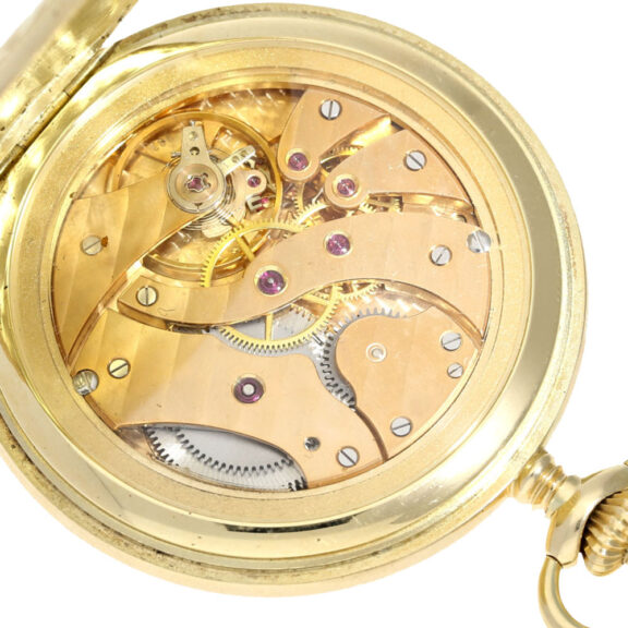 A beautiful Swiss gold pocket watch with floral relief Circa 1980 A beautiful Swiss gold pocket watch with floral relief Circa 1980
