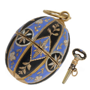Swiss very rare 18K gold and enamel melon form watch Circa 1780
