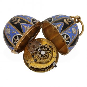 Swiss very rare 18K gold and enamel melon form watch Circa 1780